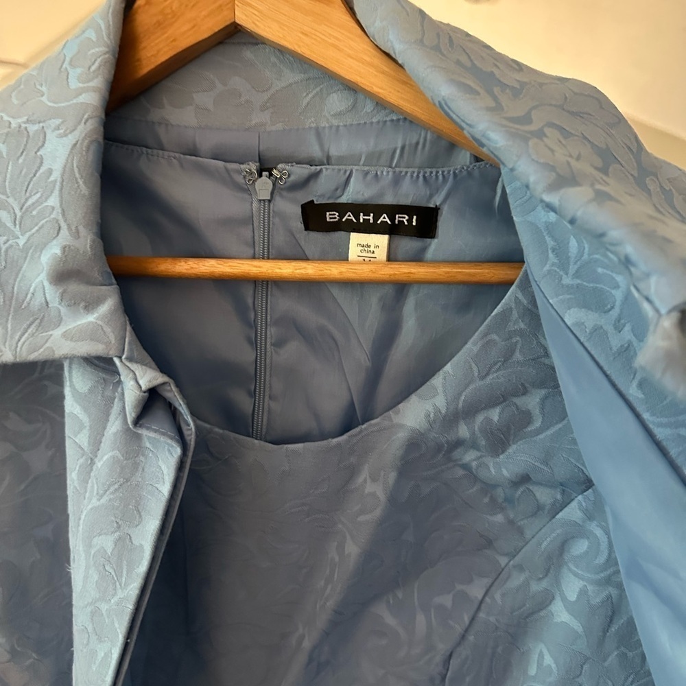 Bahari Light Blue Jacquard Trench Coat with Sheath Dress Size 14 - Picture 7 of 16